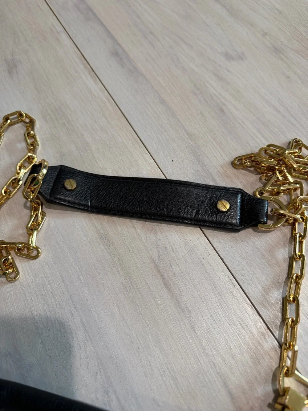 Tory Burch Black Leather Crossbody with Gold Chain Strap